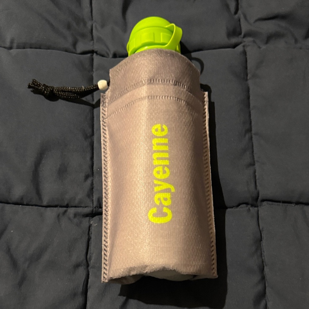 New - Cayenne White Bottle with Neon Green Cap and Sleeve